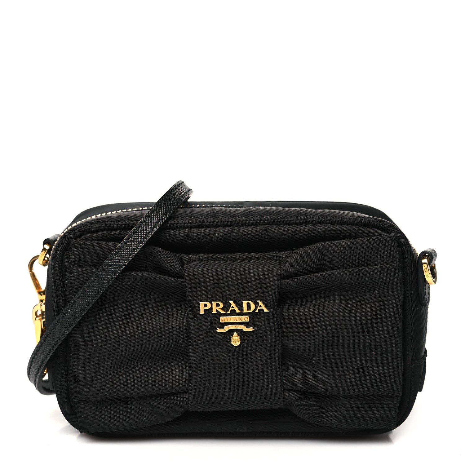 Prada Tessuto Nylon Bow Camera Bag Black 1 of 10
