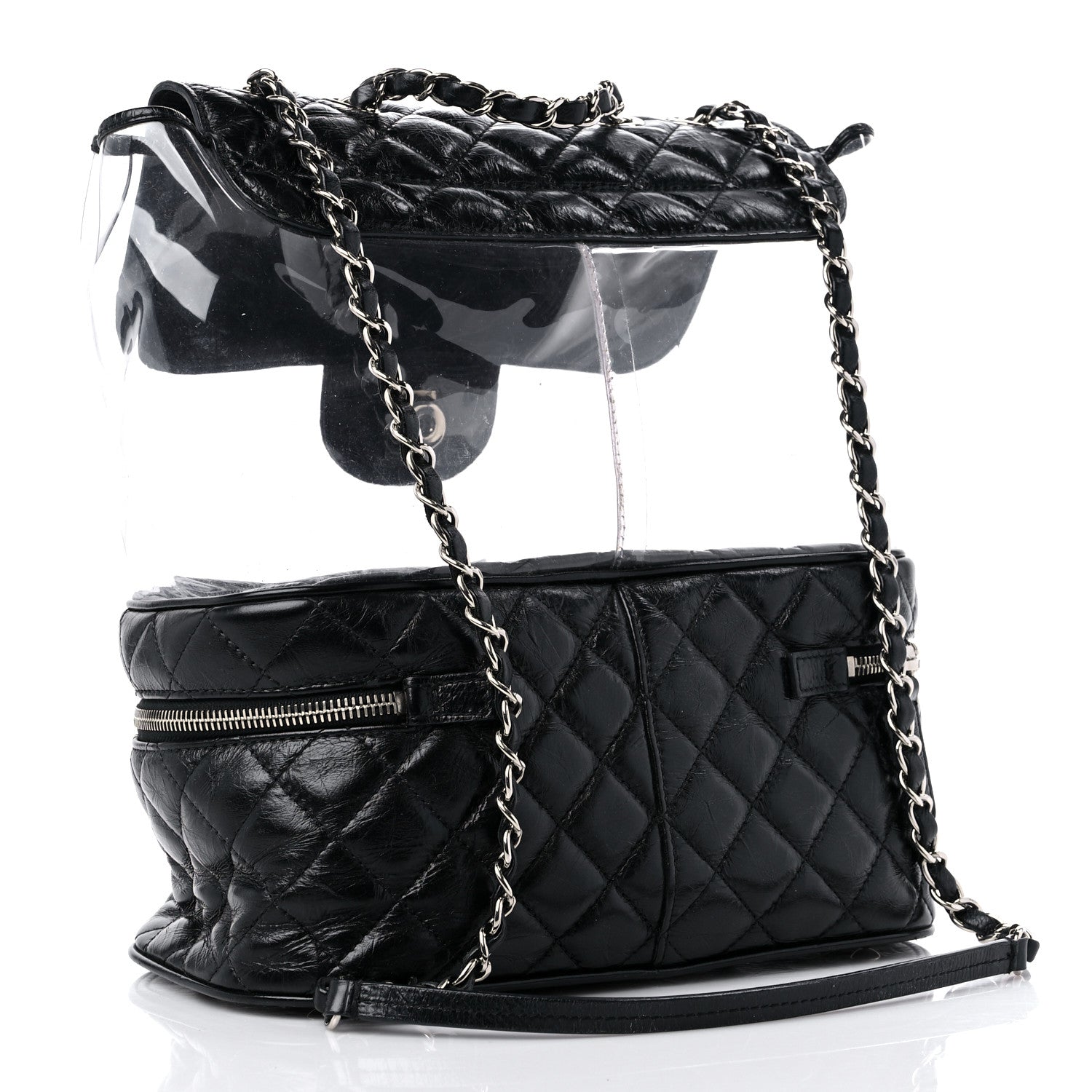 Chanel Crumpled Calfskin PVC Quilted Large Aquarium Backpack Black