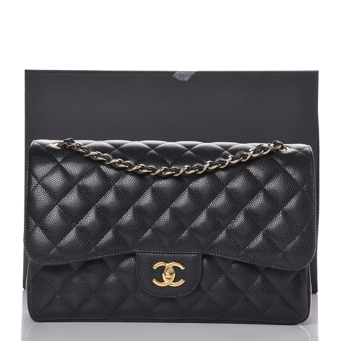 Caviar Quilted Jumbo Double Flap Black