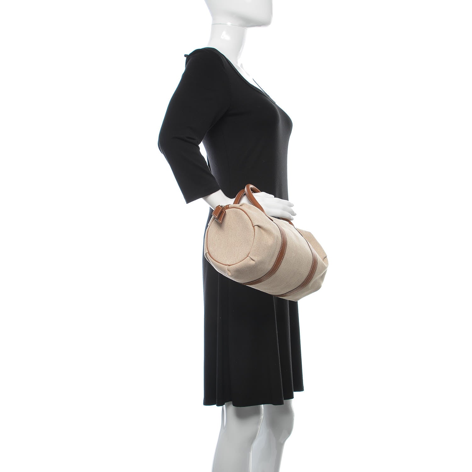 Hermes Toile Natural Barenia Polochon Mademoiselle Bag 2 of 10