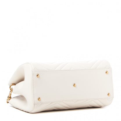 Gucci Calfskin Matelasse Small GG Marmont Tote White 3 of 9