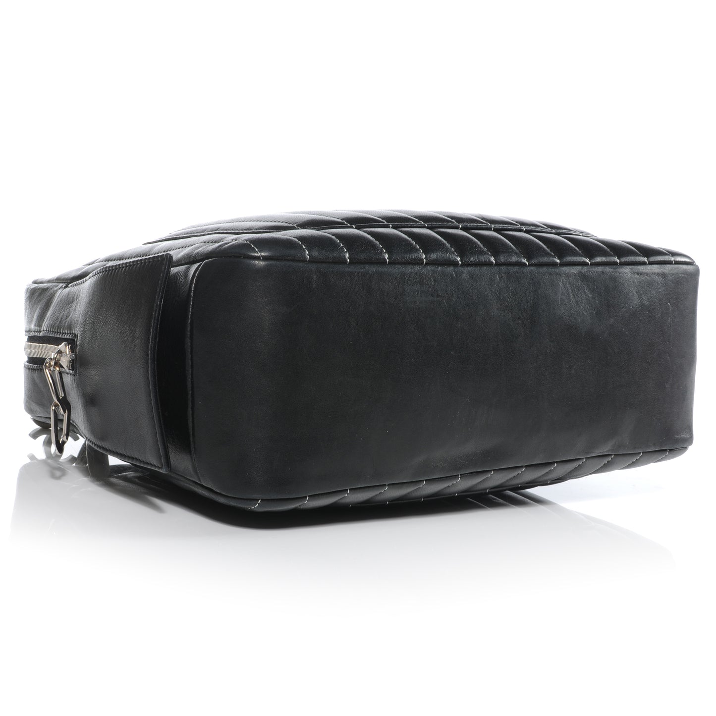 Lambskin Vertical Quilted Mademoiselle Camera Case Black