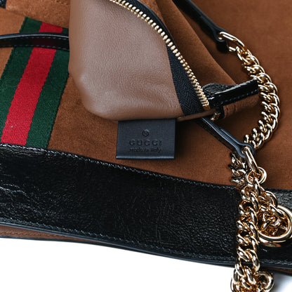 Gucci Suede Patent Large Rajah Chain Tote Nocciola Black 6 of 15