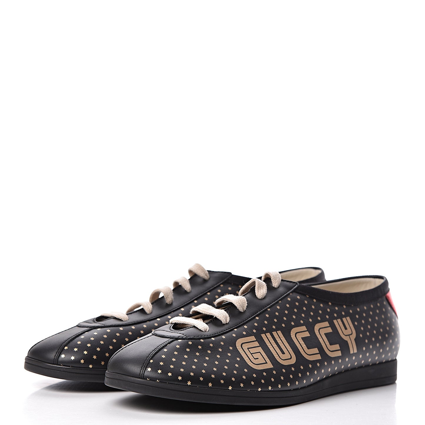 X SEGA Calfskin GUCCY Stars Mens Falacer Sneakers 10 Black