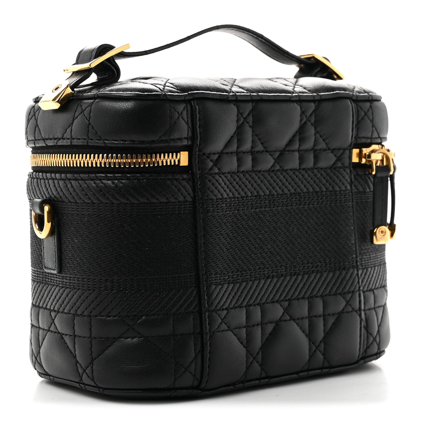 Lambskin Cannage Small Diortravel Vanity Case Black