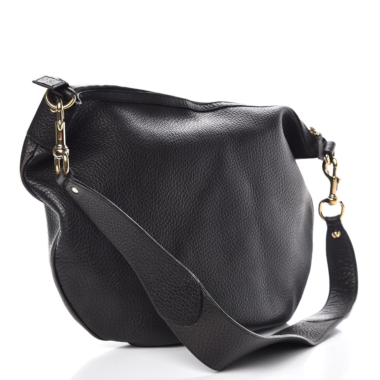 Pebbled Calfskin Web Blondie Hobo Black
