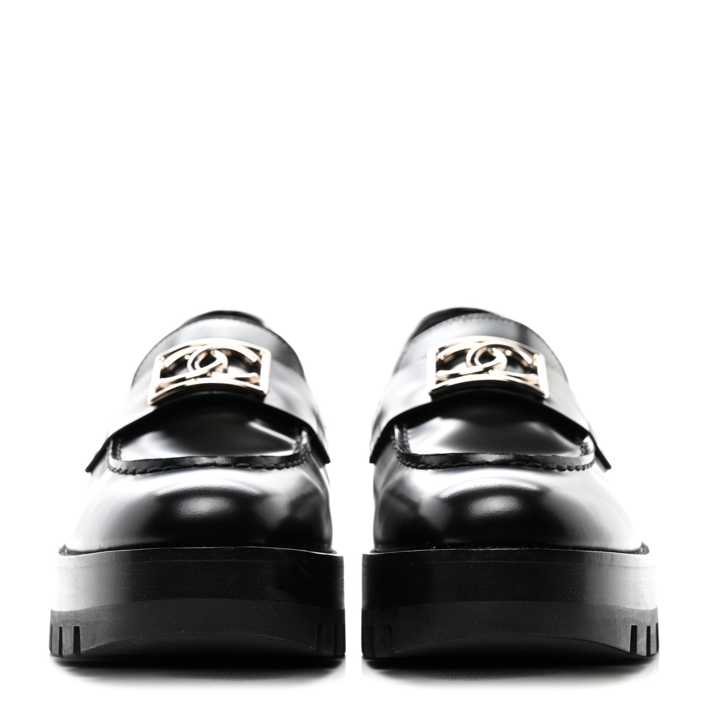 Calfskin Metal CC Loafers 40 Black