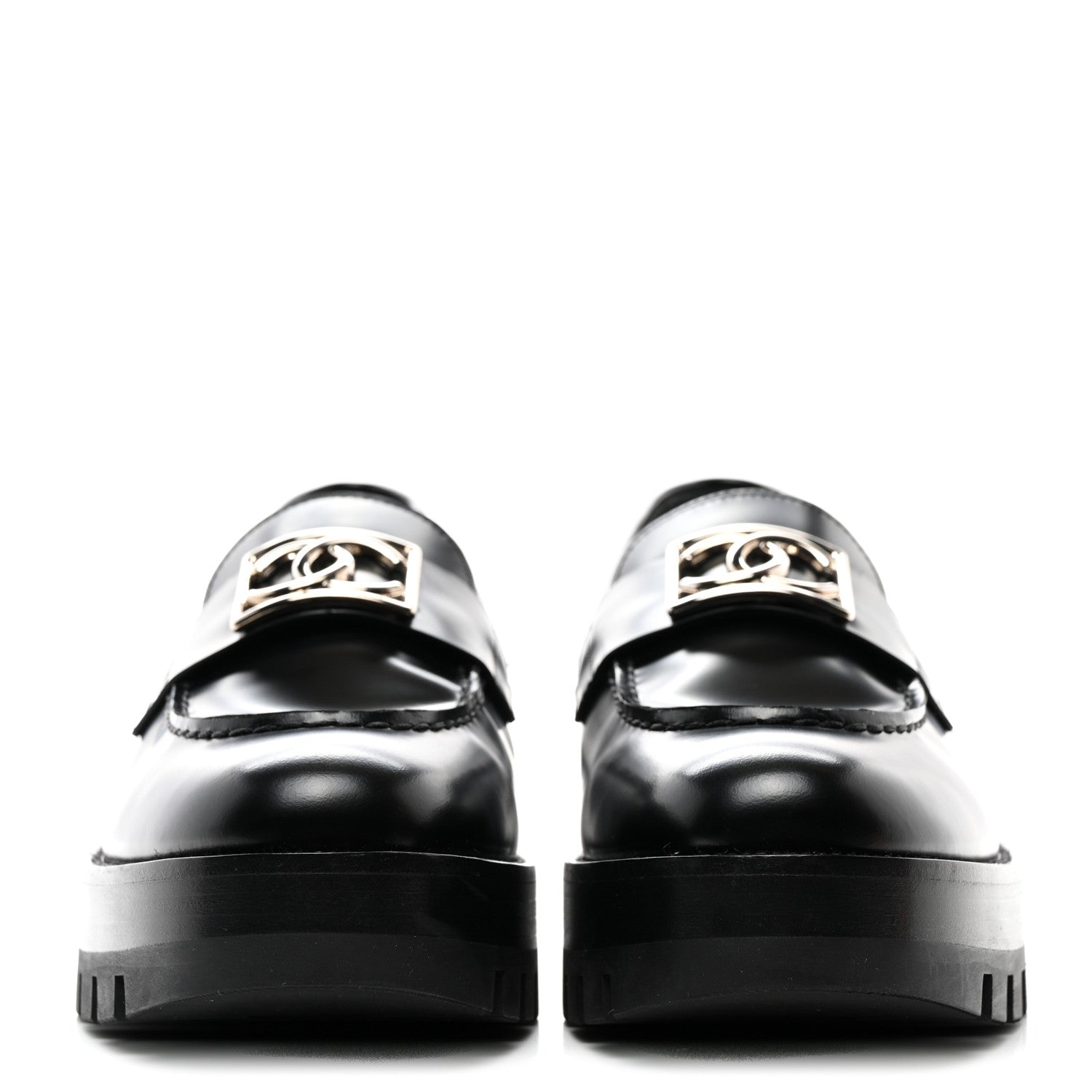 Chanel Calfskin Metal CC Loafers 40 Black 2 of 9