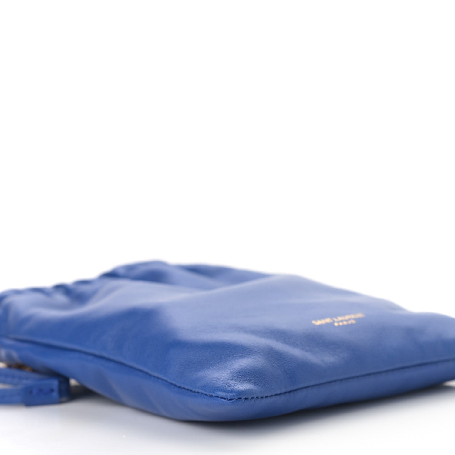 Saint Laurent Lambskin Paris Drawstring Pouch Bleu Majorelle 9 of 10
