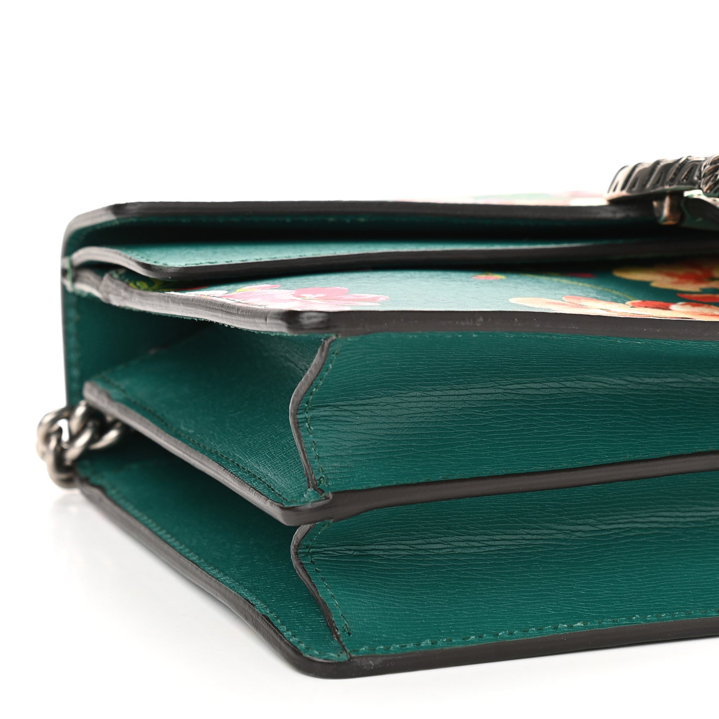 Calfskin Blooms Print Small Dionysus Shoulder Bag Bright Emerald Multicolor