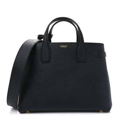 Burberry Grainy Calfskin House Check Medium Banner Tote Black 1 of 9