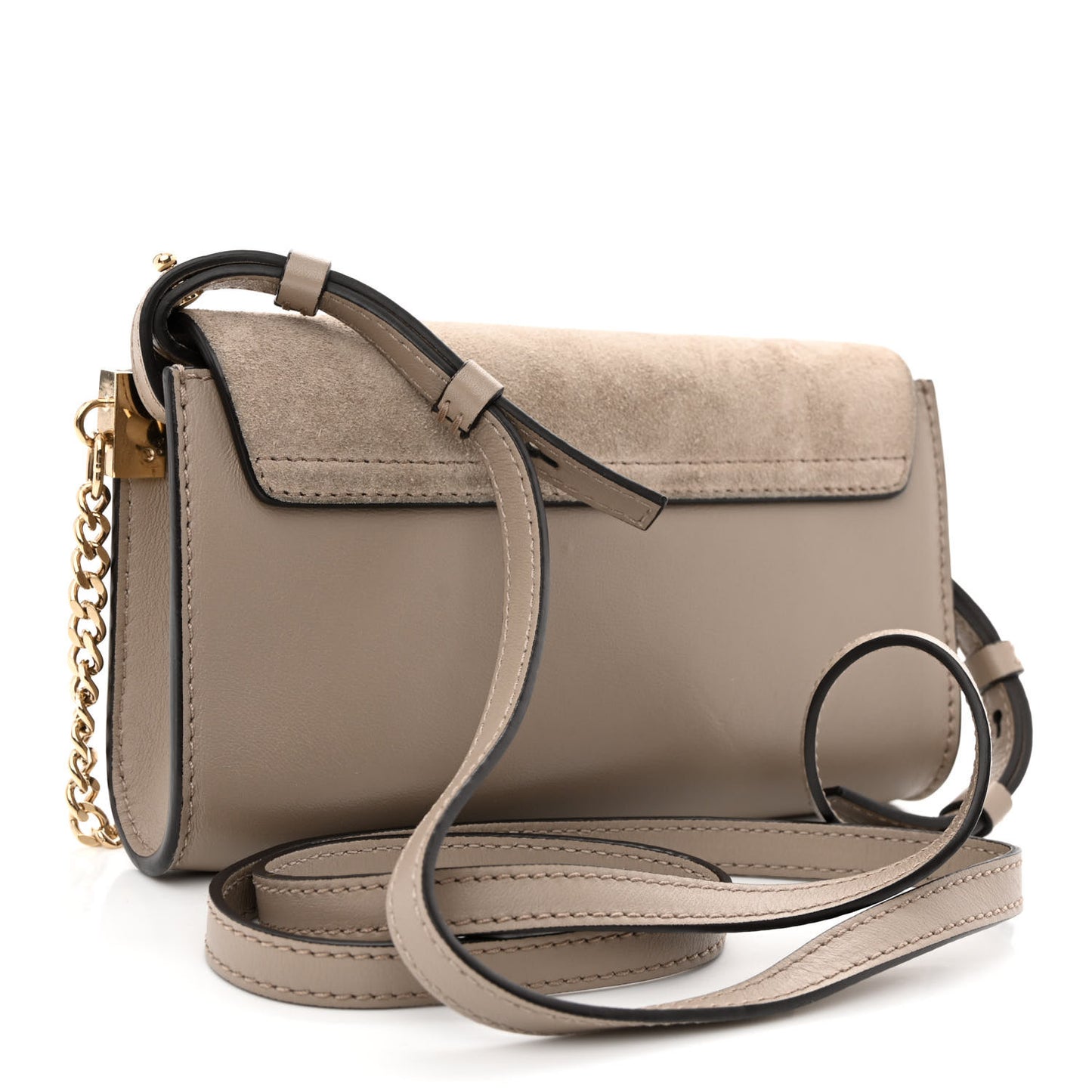 Suede Calfskin Mini Faye Shoulder Bag Motty Grey