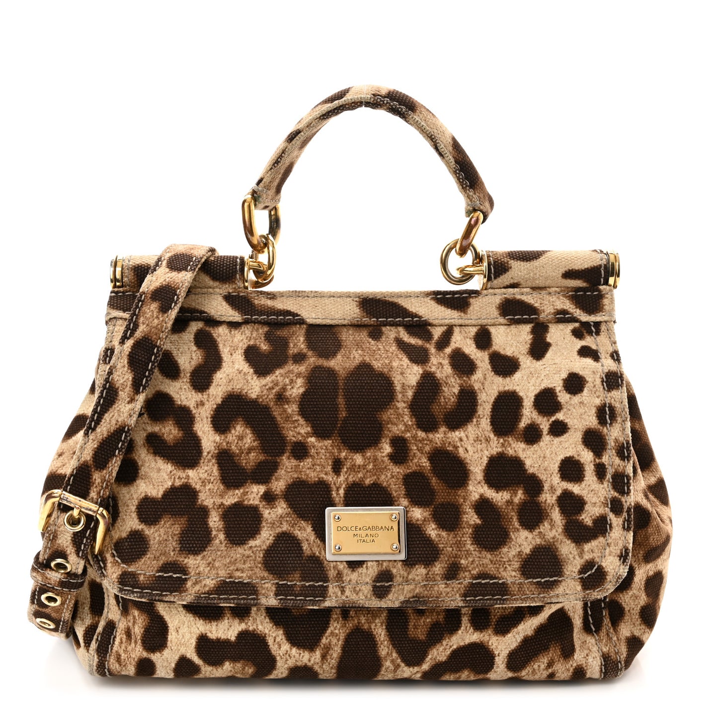 Canvas Leopard Print Miss Sicily Satchel Naturale