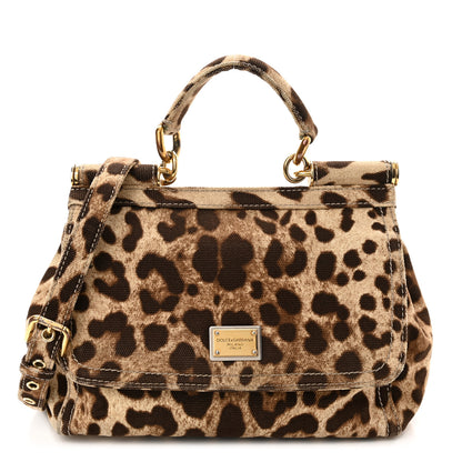 Dolce & Gabbana Canvas Leopard Print Miss Sicily Satchel Naturale 1 of 10
