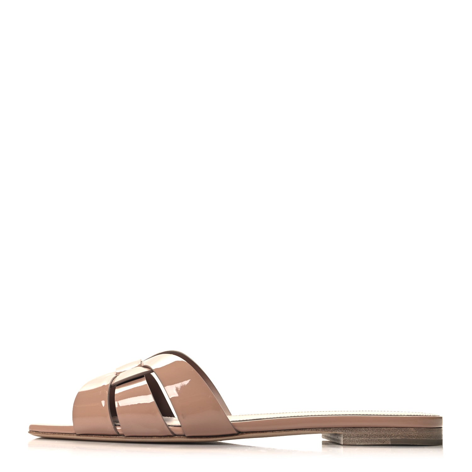 Saint Laurent Patent Tribute 05 Slide Sandals 37.5 Nude 1 of 9