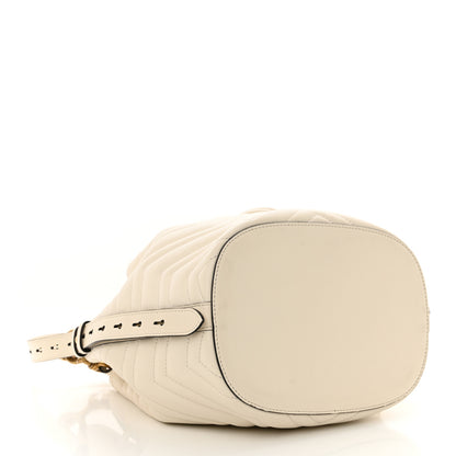 Gucci Calfskin Matelasse Sylvie Web GG Marmont Bucket Bag White 4 of 14