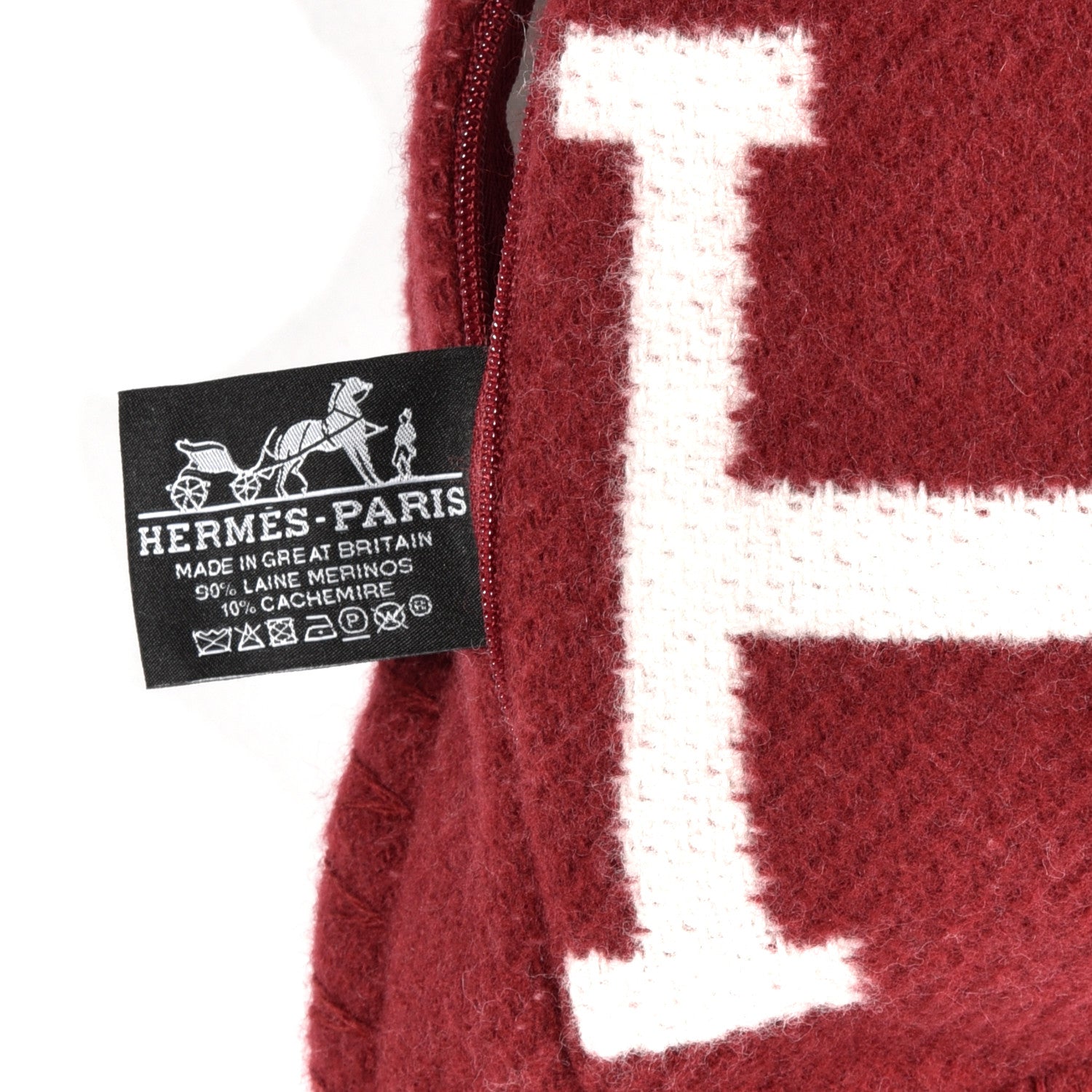 Hermes Wool Cashmere Avalon III Pillow PM Ecru Rouge 3 of 3