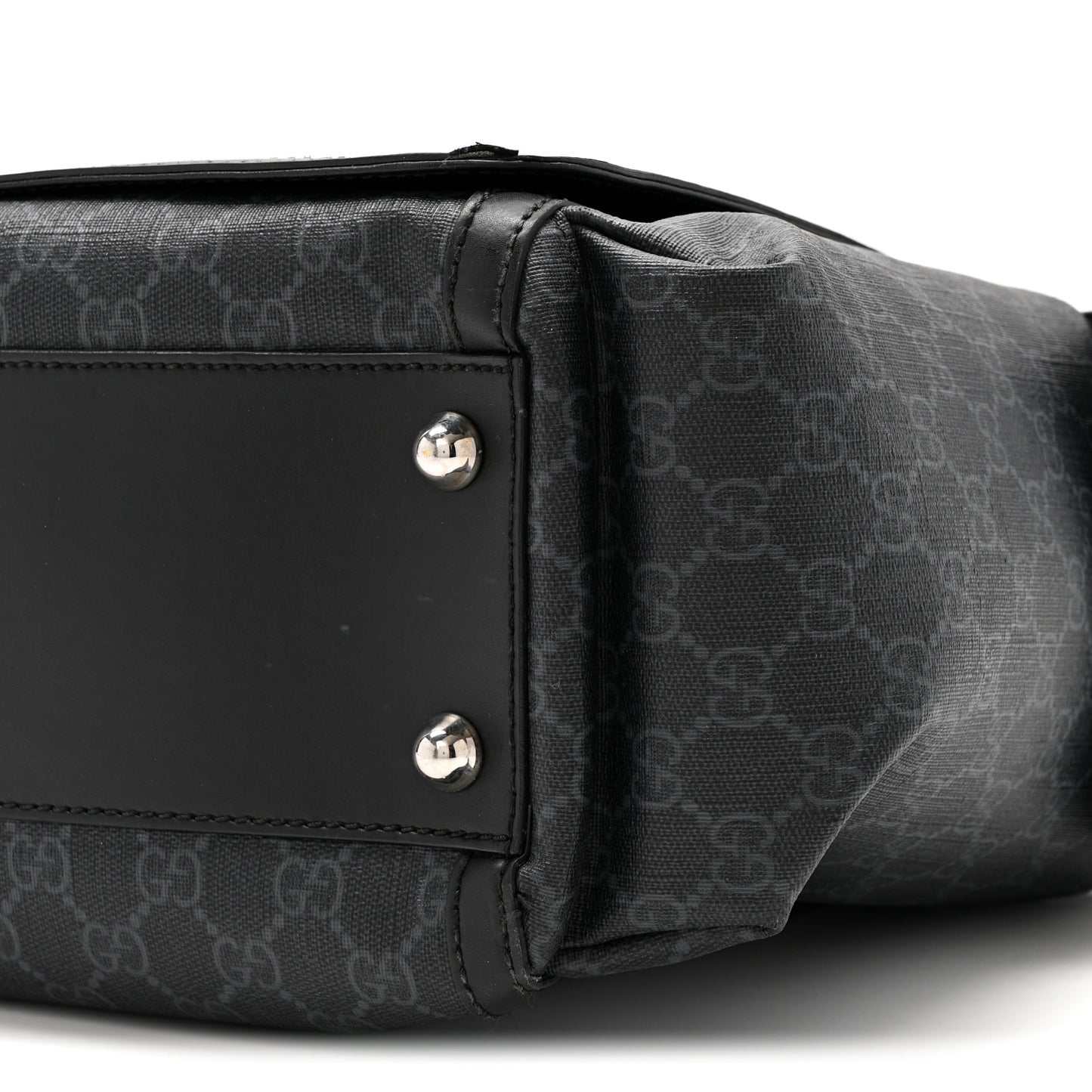 GG Supreme Monogram Web Messenger Diaper Bag Black Grey