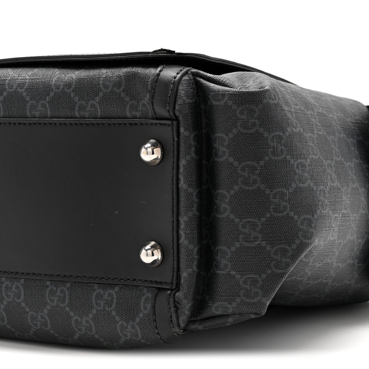 Gucci GG Supreme Monogram Web Messenger Diaper Bag Black Grey 10 of 14