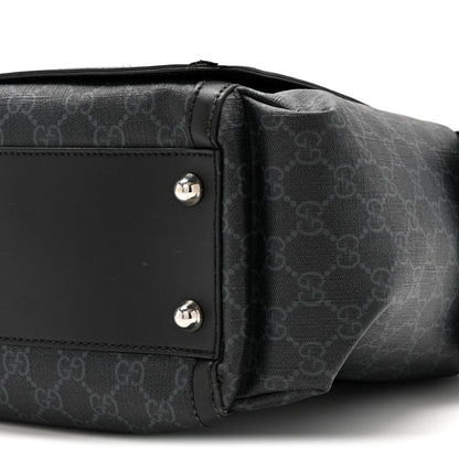Gucci GG Supreme Monogram Web Messenger Diaper Bag Black Grey 10 of 14
