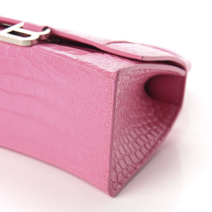 Balenciaga Shiny Calfskin Crocodile Embossed Small Hourglass Top Handle Bag Baby Pink 7 of 9