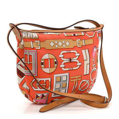 Hermes Silk Sursoie To Go Pouch Orange Poppy Naturel Sable Sésame 3 of 10