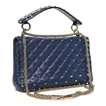 Valentino Garavani Nappa VLTN Print Medium Rockstud Spike Shoulder Bag Pure Blue White 3 of 11