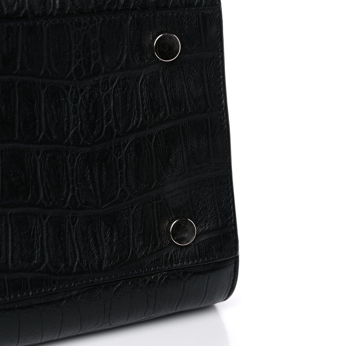Calfskin Crocodile Embossed Small Sac de Jour Black