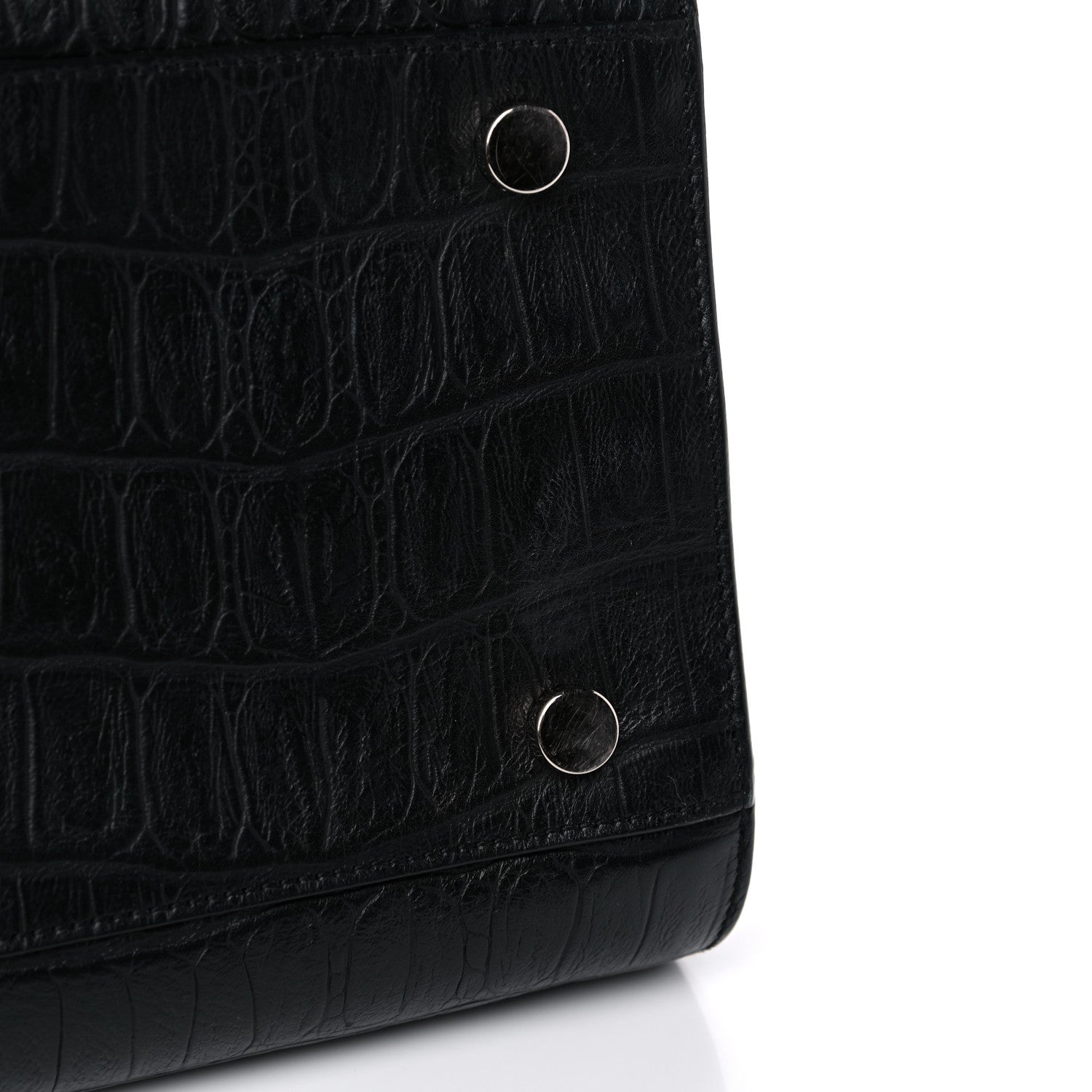 Saint Laurent Calfskin Crocodile Embossed Small Sac de Jour Black 14 of 15