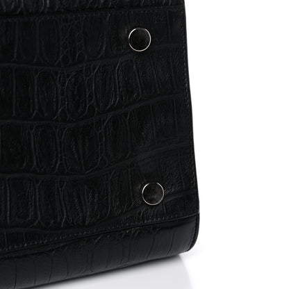 Saint Laurent Calfskin Crocodile Embossed Small Sac de Jour Black 14 of 15