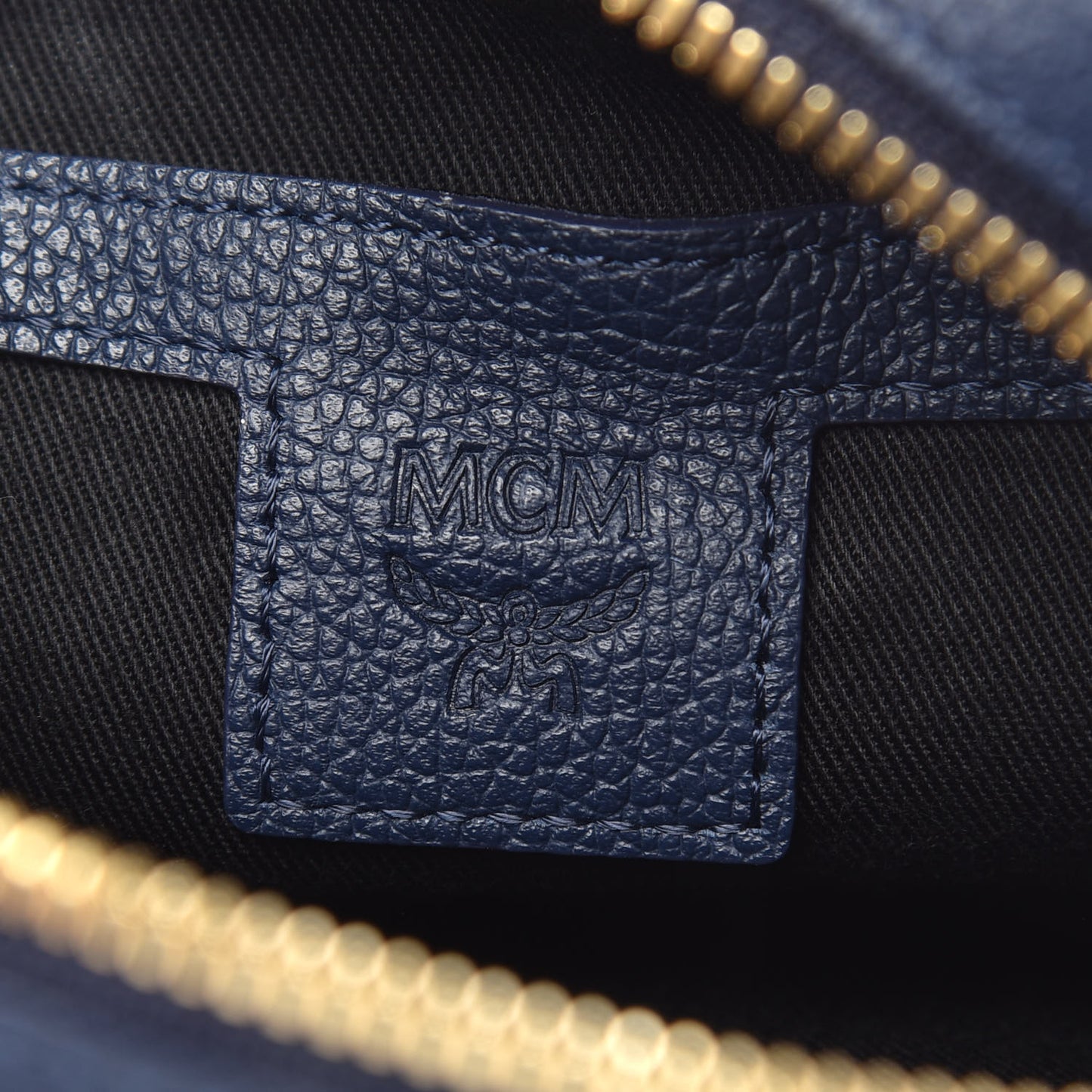 Visetos Grained Calfskin Tech Crossbody Cognac Navy