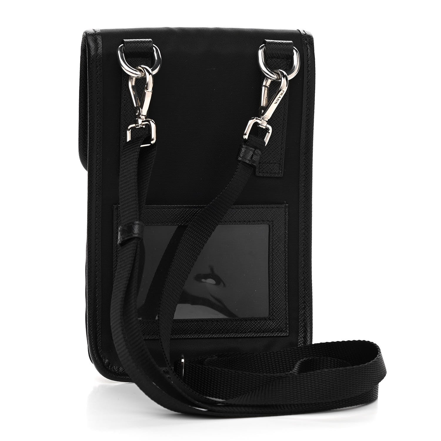 Prada Tessuto Nylon Saffiano Phone Case Crossbody Black 3 of 9