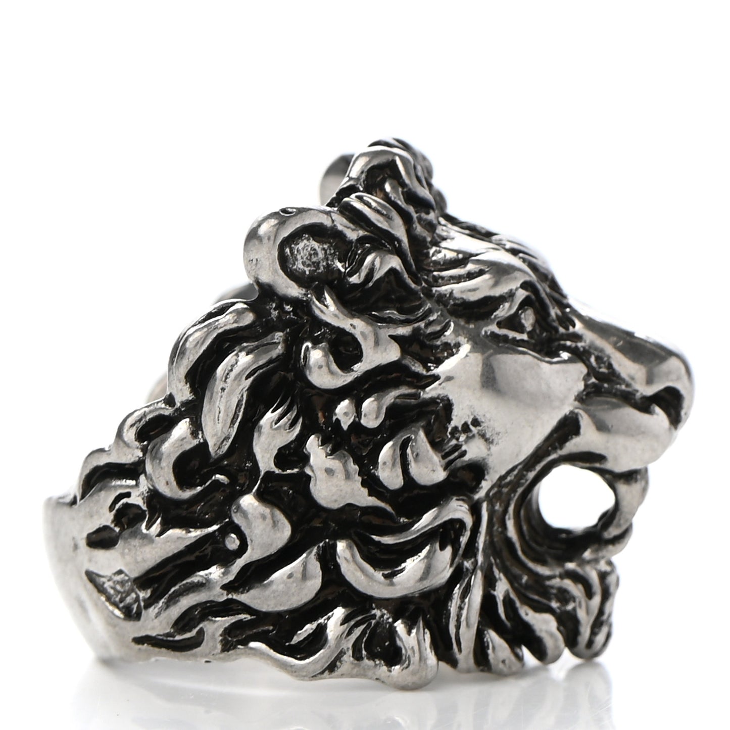 Palladium Lion Head Ring 19 8.75 Aged Silver