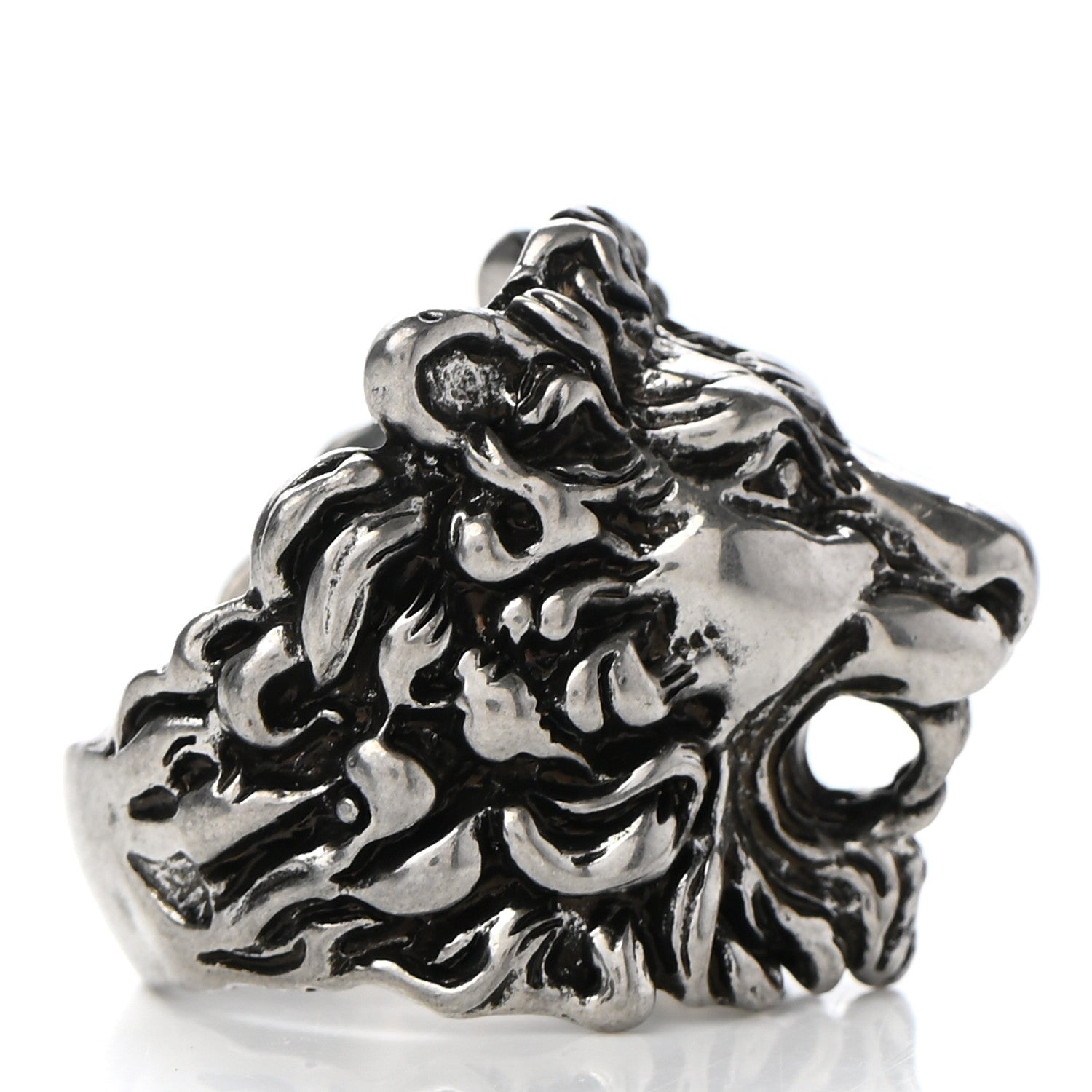 Gucci Palladium Lion Head Ring 19 8.75 Aged Silver 4 of 6