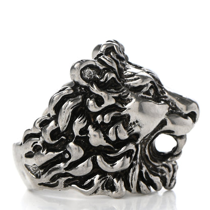 Gucci Palladium Lion Head Ring 19 8.75 Aged Silver 4 of 6