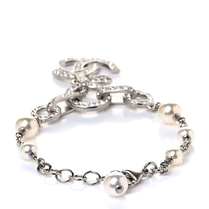 Chanel Crystal Pearl CC Bracelet Silver 3 of 5