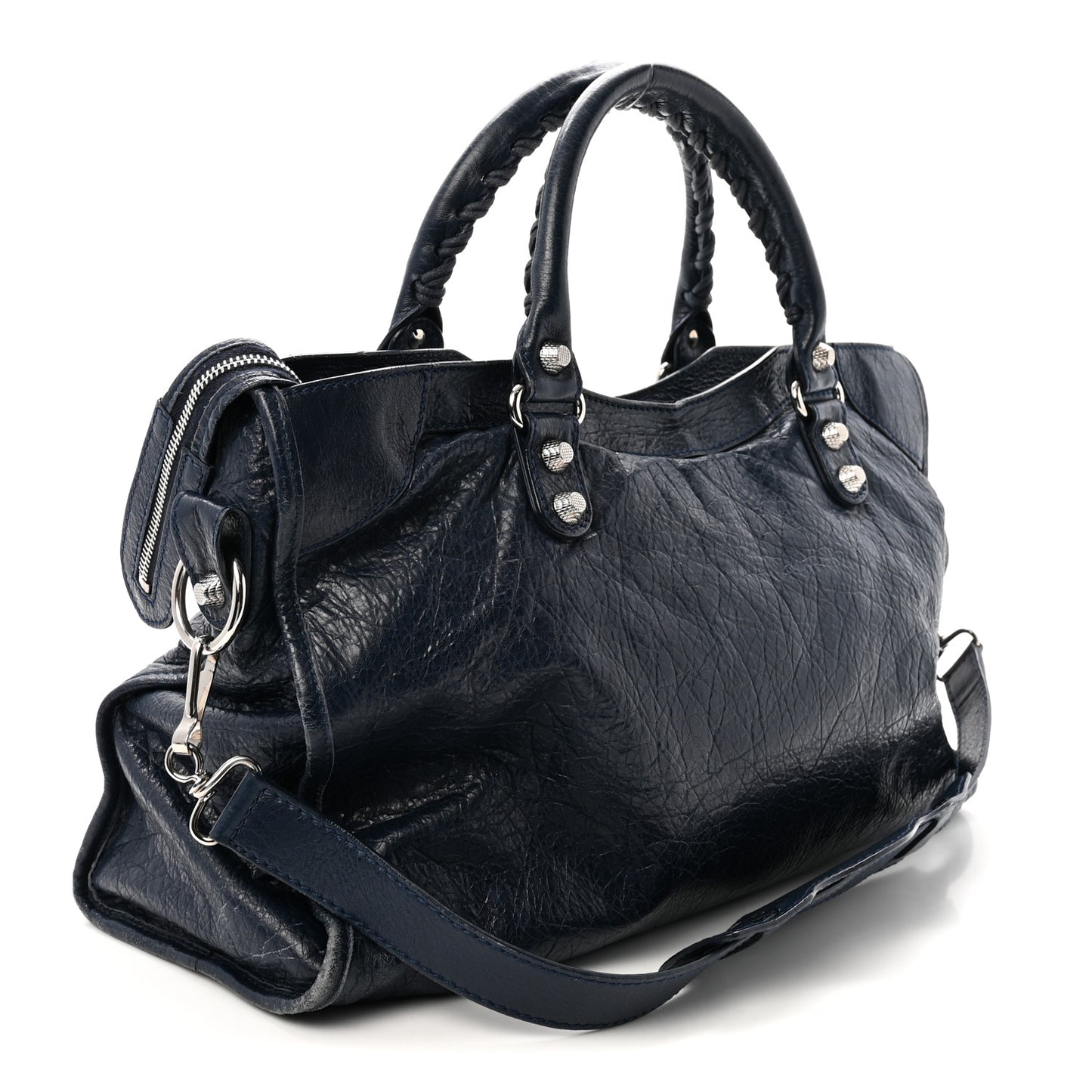 Agneau Giant 12 Silver Hardware City Bleu Obscur