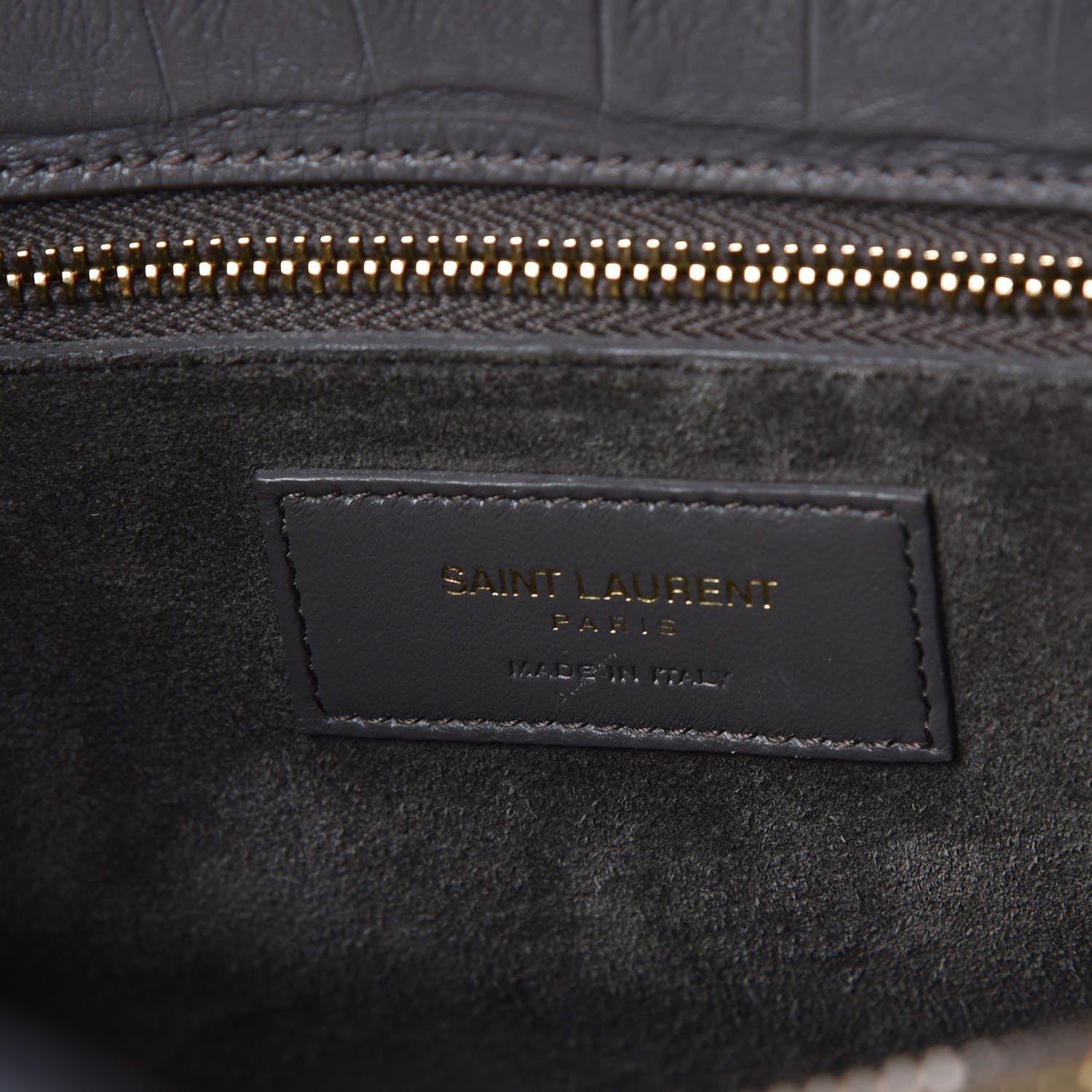 Saint Laurent Calfskin Crocodile Embossed Small Sac De Jour Fog 7 of 8