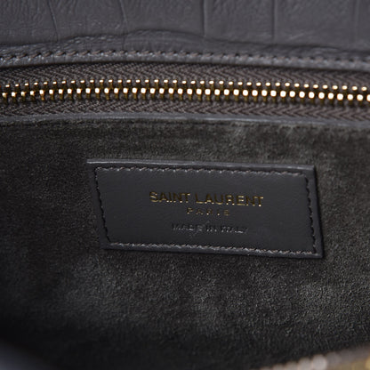 Saint Laurent Calfskin Crocodile Embossed Small Sac De Jour Fog 7 of 8