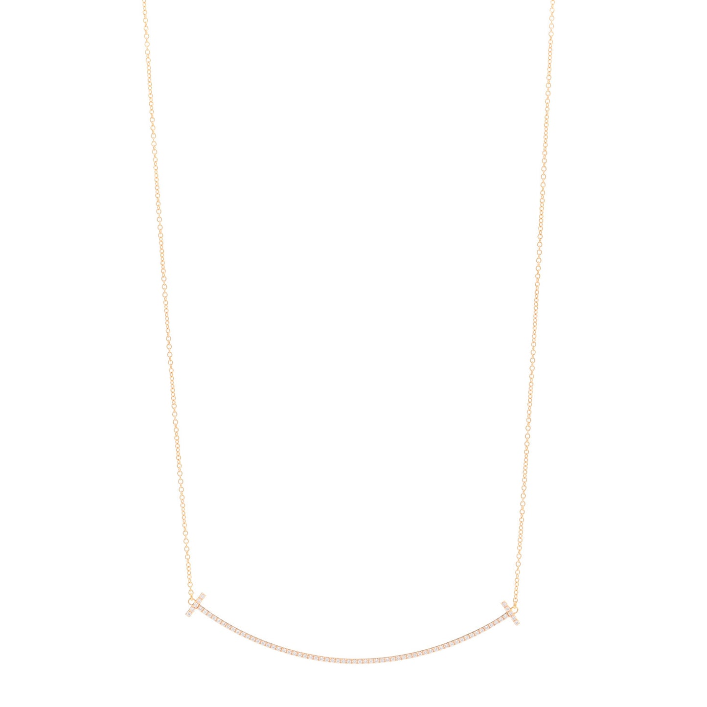 18K Rose Gold Diamond Large T Smile Pendant Necklace