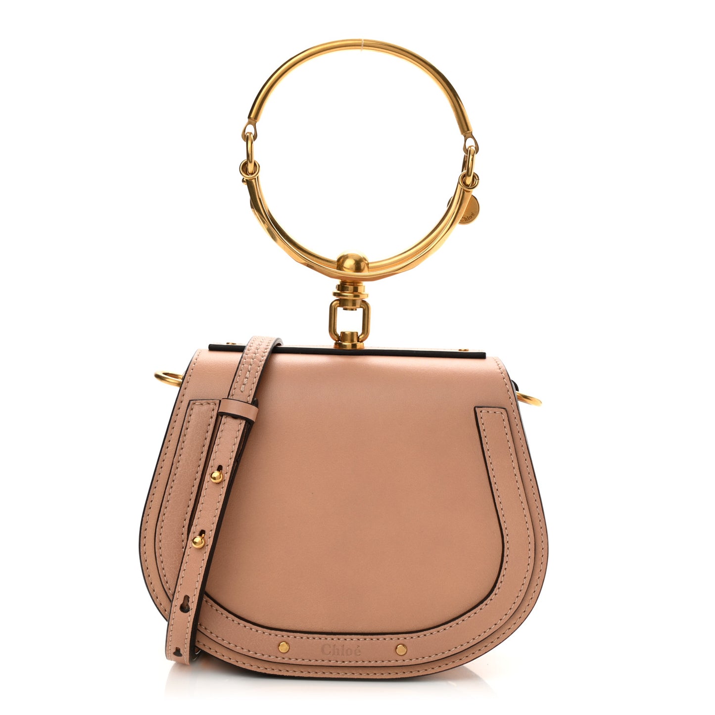 Calfskin Suede Small Nile Bracelet Bag Biscotti Beige