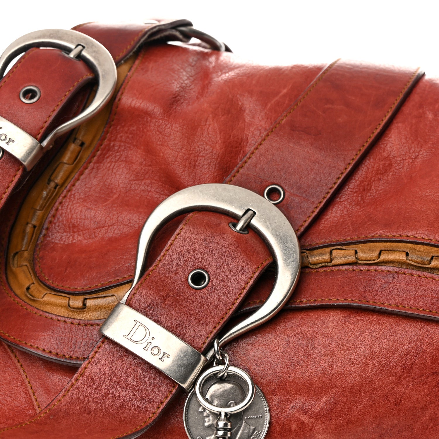 Christian Dior Calfskin Medium Gaucho Double Saddle Bag Red 8 of 18