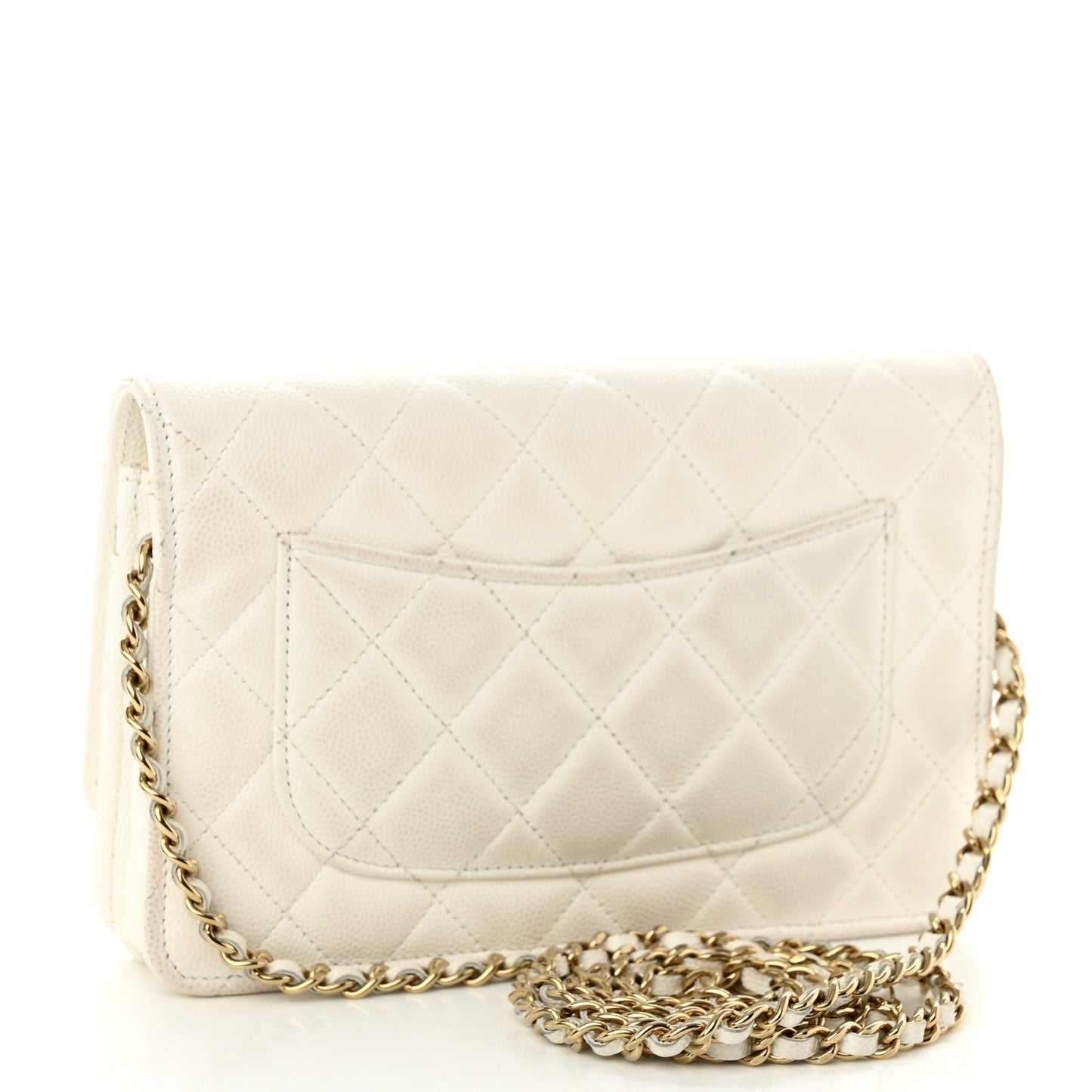 Caviar Quilted Wallet On Chain WOC White