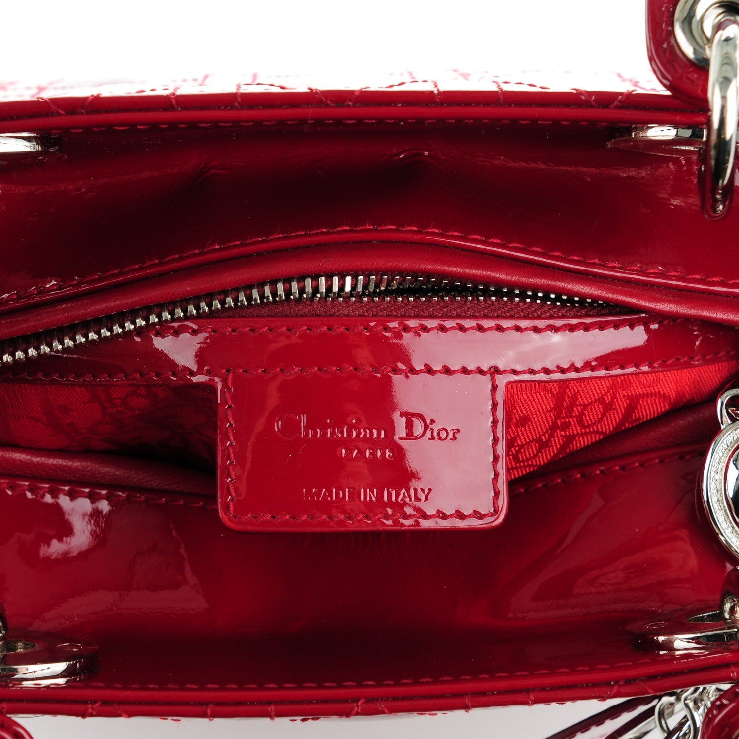 Christian Dior Patent Cannage Medium Lady Dior Red 6 of 8