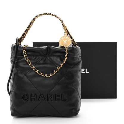 Chanel Shiny Caviar Quilted Monochrome Mini Chanel 22 Black 11 of 11