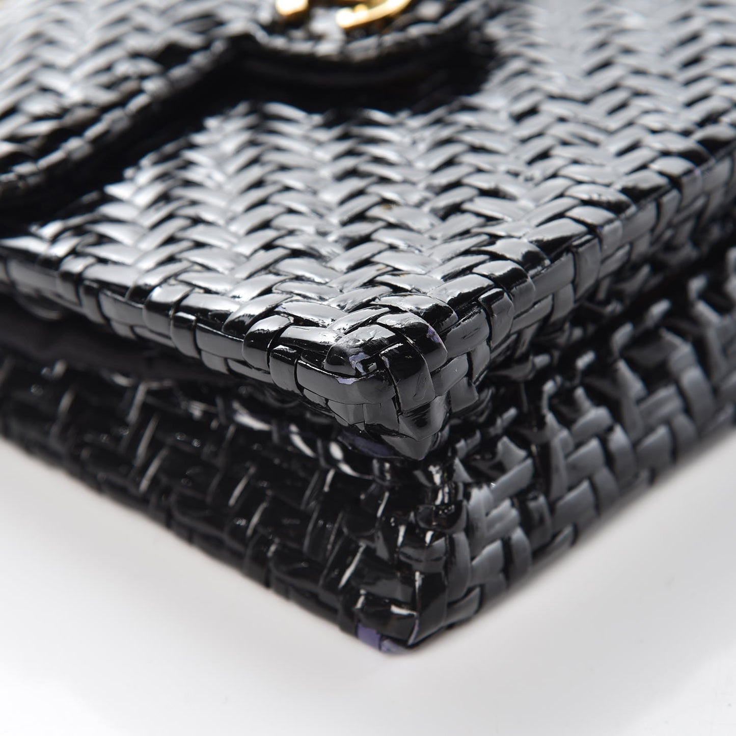 Patent Woven Mini Flap Black
