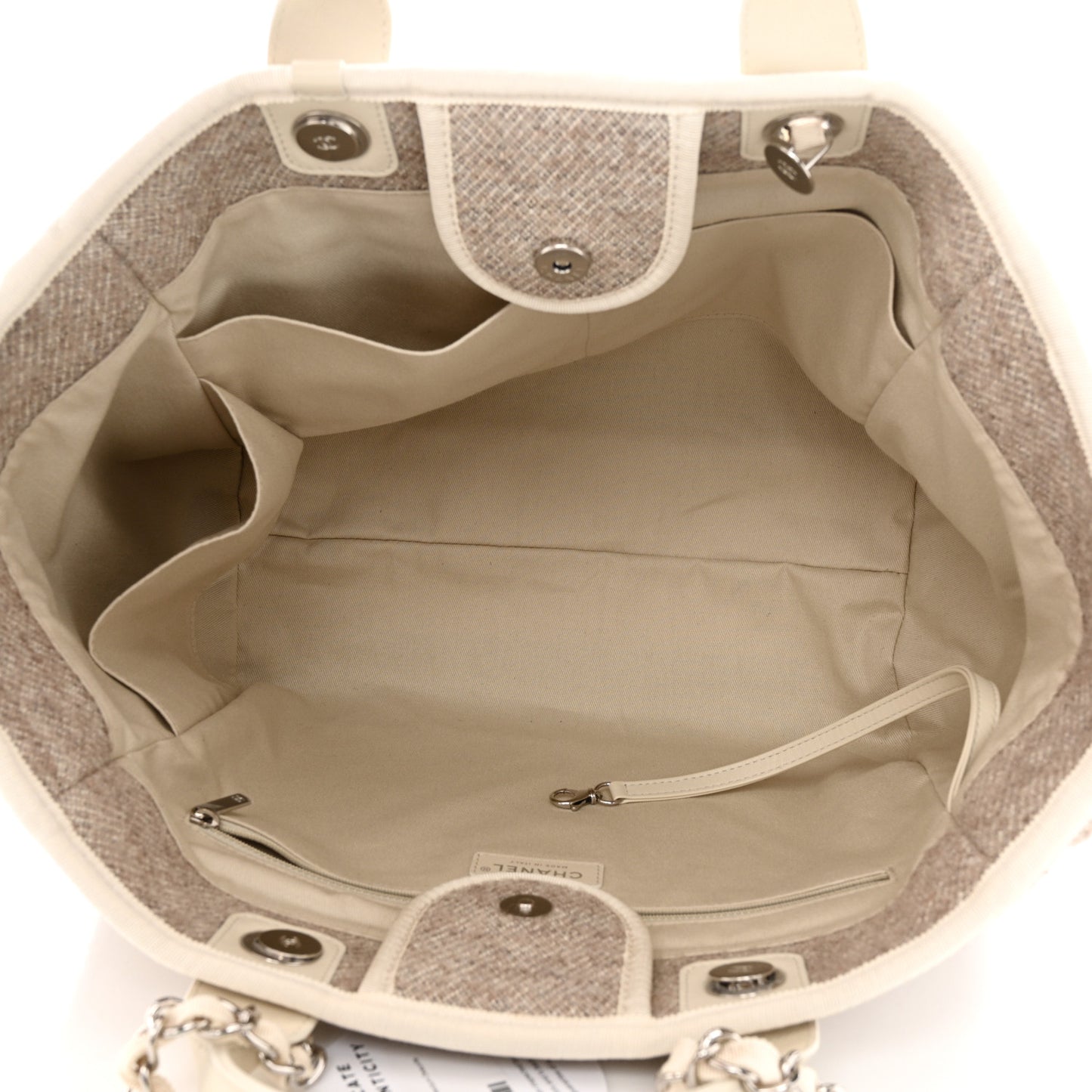 Mixed Fibers Calfskin Medium Deauville Tote Beige