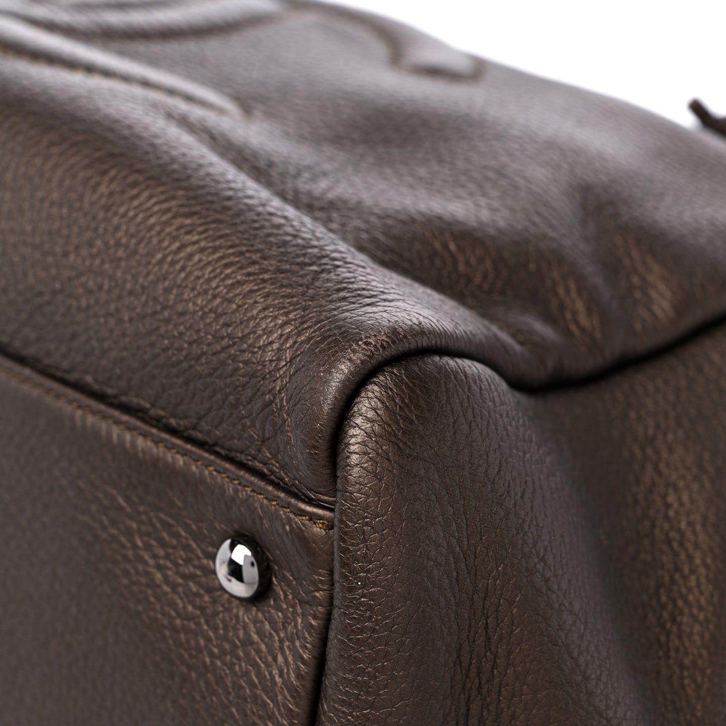 Metallic Deerskin Large Luxe Ligne Bowler Bronze