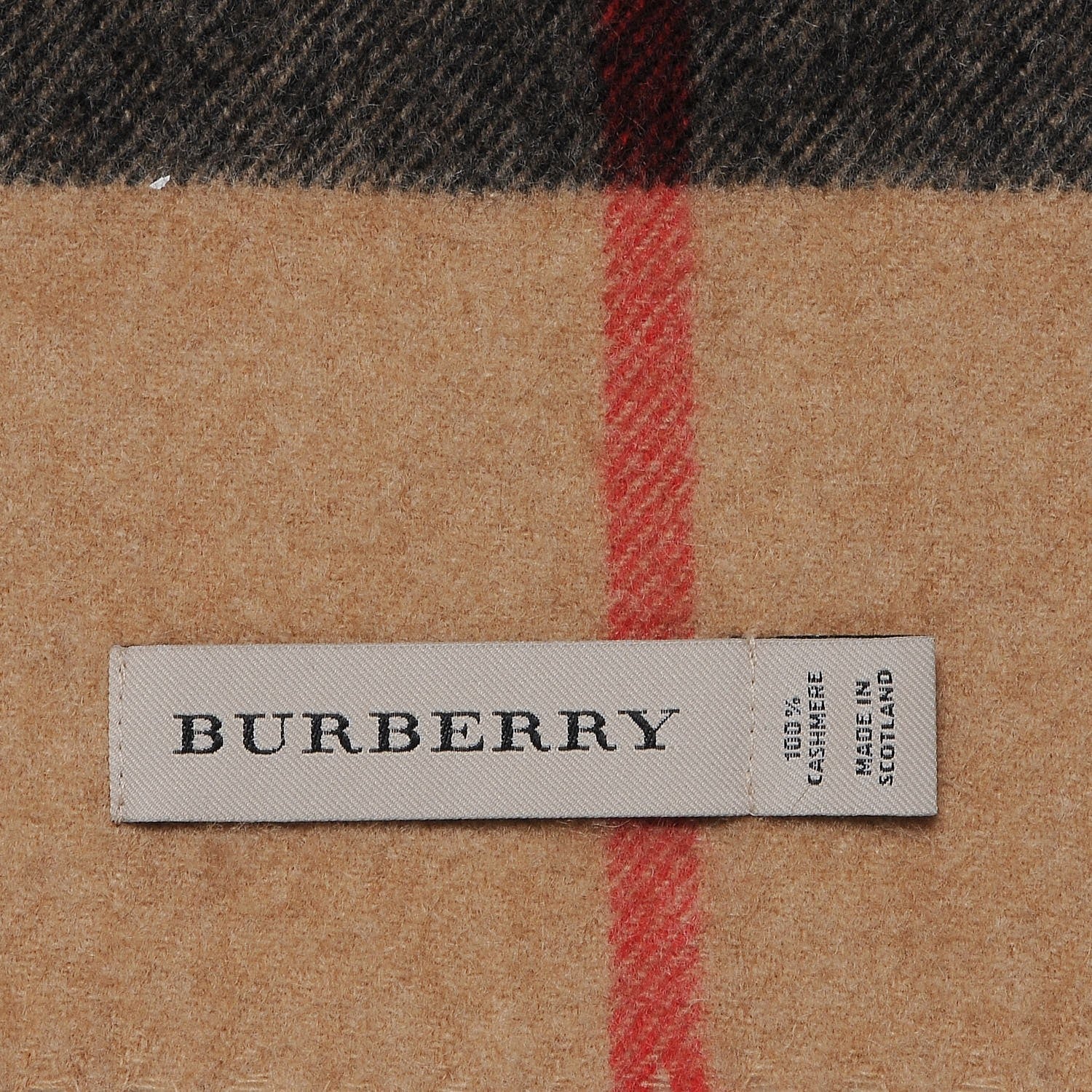 Burberry Cashmere Giant Check Fringe Scarf Camel 4 of 4