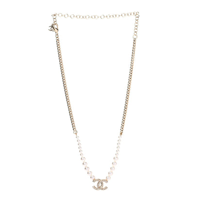 Chanel Pearl Crystal Chain CC Necklace Gold 2 of 5